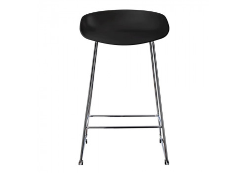 Стул полубарный Neo чёрный с хромированными ножками