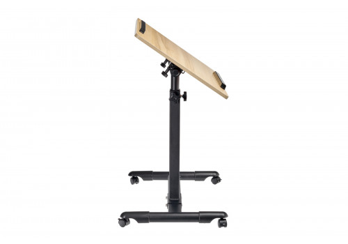 Стол многофункциональный на колёсах, 60x40 см, «РОЛЛИНГ»1 ножка, регул.высота, наклон столешницы, ограничит., мдф, металл, св.дерево, черный