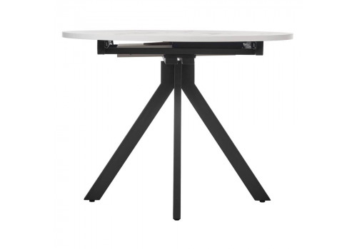 Стол Rudolf круглый раскладной 100-130x100x75см, белый мрамор, чёрный