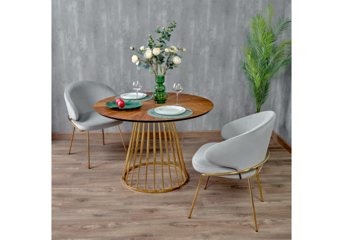 Стул-полукресло Emil латте с золотыми ножками