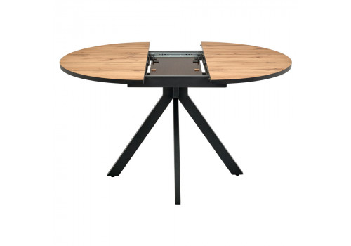 Стол Rudolf круглый раскладной 100-130x100x75см, Дуб Вотан, чёрный