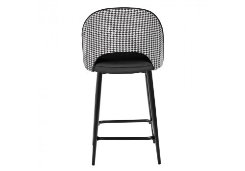 Стул полубарный Leo чёрный с жаккардом, с поворотным механизмом