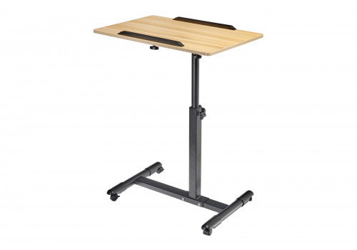 Стол многофункциональный на колёсах, 60x40 см, «РОЛЛИНГ»1 ножка, регул.высота, наклон столешницы, ограничит., мдф, металл, св.дерево, черный