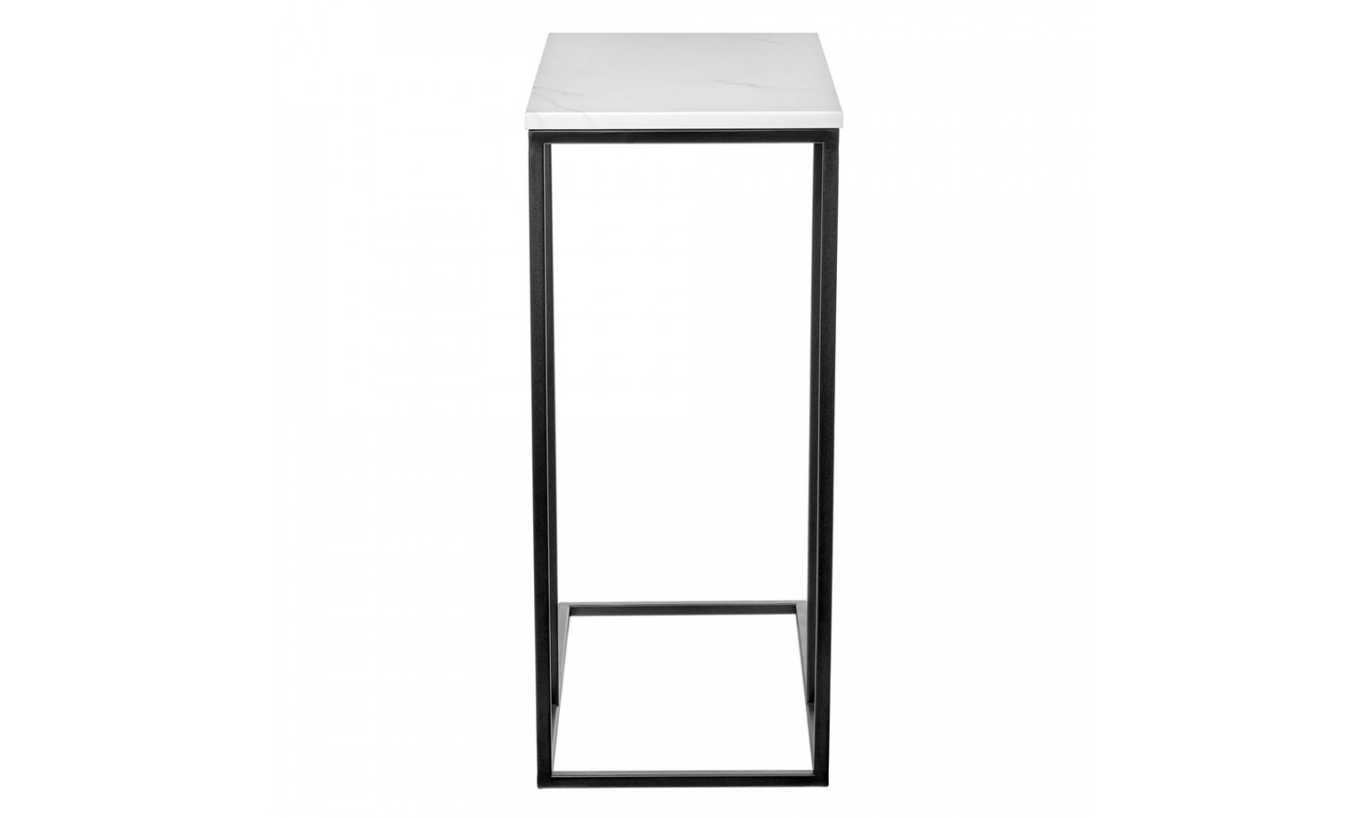Придиванный столик Loft 50x30см, белый мрамор, чёрные ножки