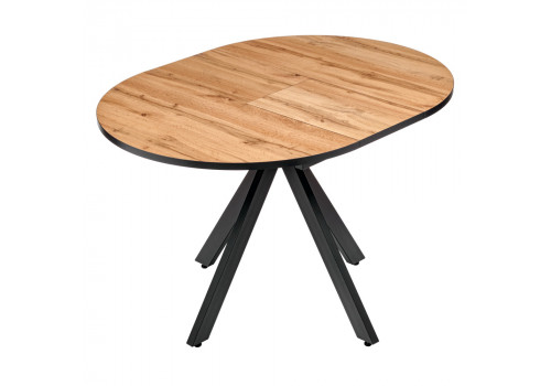 Стол Rudolf круглый раскладной 90-120x90x75см, Дуб Вотан, чёрный