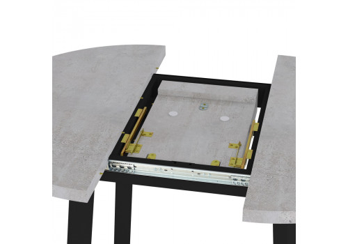 Стол Next круглый раскладной 90-120x90x76,5см, Бетон Лайт, чёрный