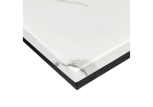 Придиванный столик Loft 50x30см, белый мрамор с черными ножками
