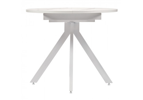 Стол Rudolf круглый раскладной 90-120x90x75см, белый мрамор, белый