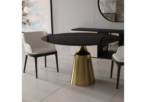 Стол Yoda диам.100см, керамогранит чёрный мрамор