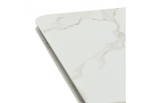 Стол Arthur раскладной 120-184x80x75см, керамогранит белый мрамор Greys White, чёрный