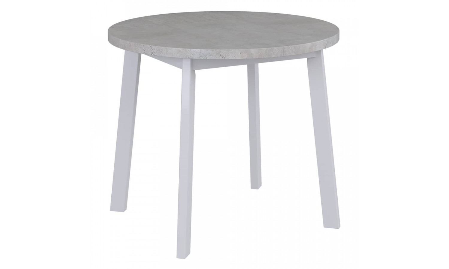 Стол Next круглый раскладной 100-130x100x76,5см, Бетон Лайт, белый