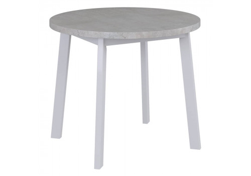 Стол Next круглый раскладной 100-130x100x76,5см, Бетон Лайт, белый