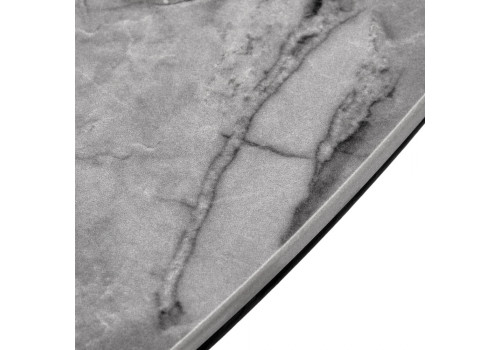 Стол Rudolf круглый раскладной 100-130x100x75см, серый керамогранит, черный