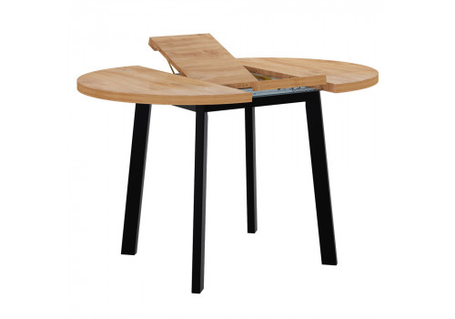 Стол Next круглый раскладной 90-120x90x76,5см, Дуб Навара, чёрный