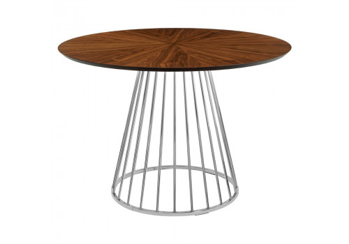 Стол Liverpool диам.110см, шпон орех лучевой набор, с хромированными ножками