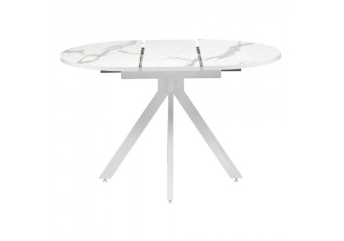 Стол Rudolf круглый раскладной 90-120x90x75см, белый мрамор, белый