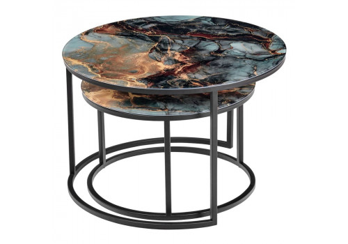 Набор кофейных столиков Tango космический с чёрными ножками, 2шт