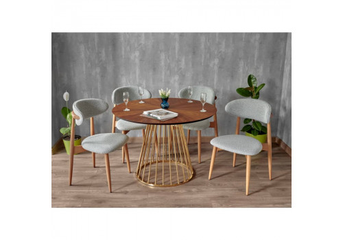 Стул Lucas светло-серый букле с ножками цвета орех