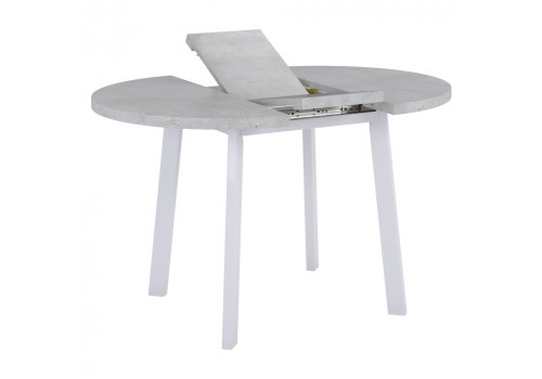 Стол Next круглый раскладной 90-120x90x76,5см, Бетон Лайт, белый