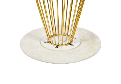 Стол Liverpool диам.100см, керамогранит белый мрамор с золотистыми ножками