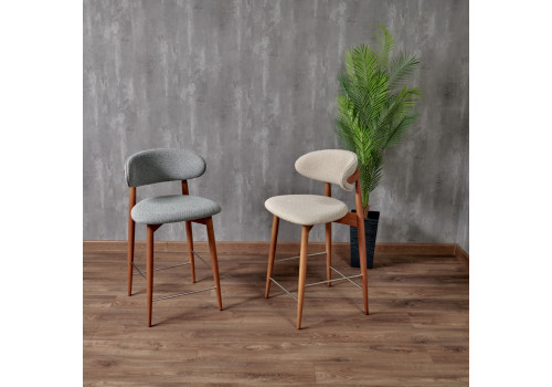 Стул полубарный Lucas тёмно-серый букле с ножками цвета орех