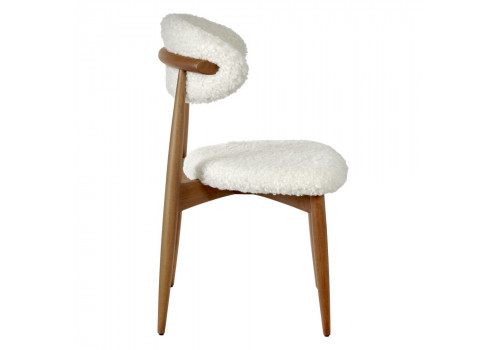 Стул Lucas белый искусственный мех с ножками цвета орех
