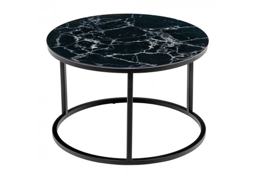 Набор кофейных столиков Tango чёрный мрамор с чёрными ножками, 2шт
