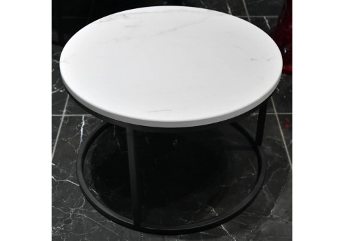 Набор кофейных столиков Tango белый мрамор с чёрными ножками, 2шт