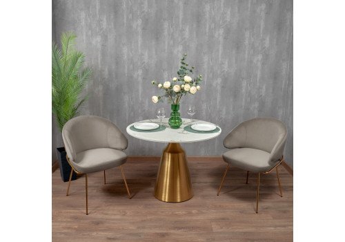 Стул-полукресло Emil латте с золотыми ножками