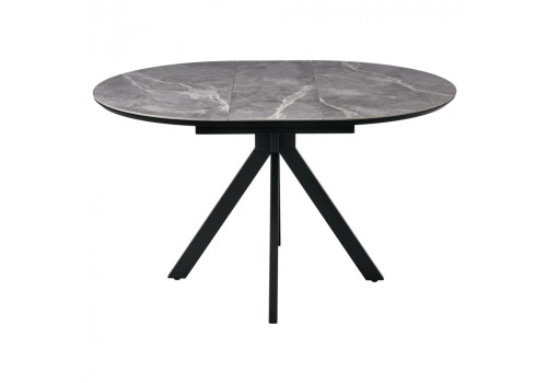 Стол Rudolf круглый раскладной 100-130x100x75см, серый керамогранит, черный