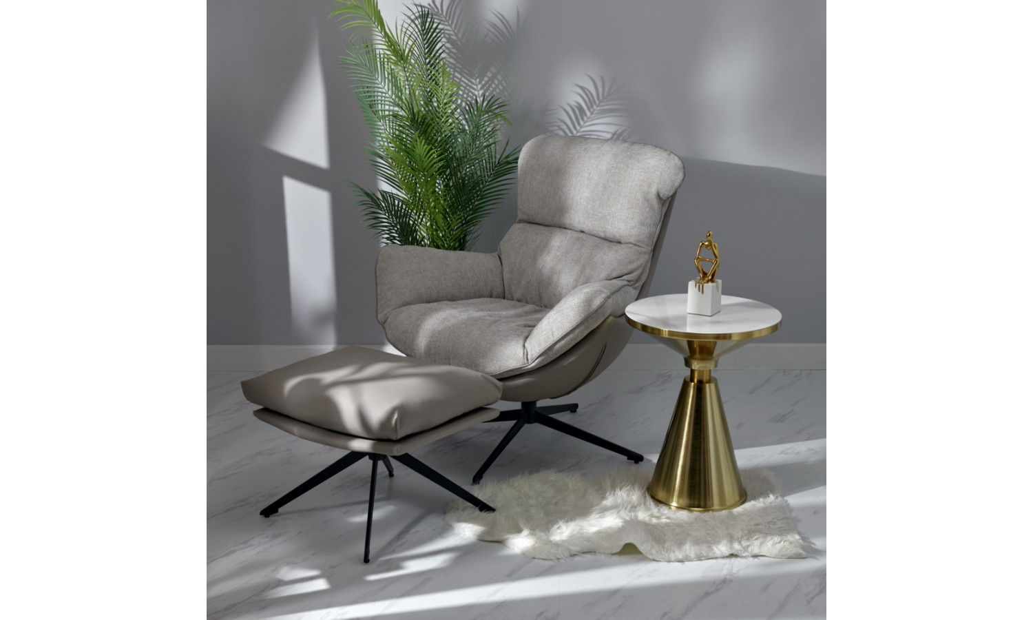 Кофейный столик Atlant диам.45см x 54см, золотой, металл, керамика