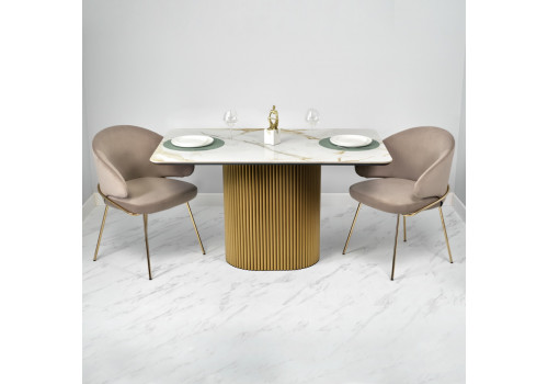 Стул-полукресло Emil латте с золотыми ножками