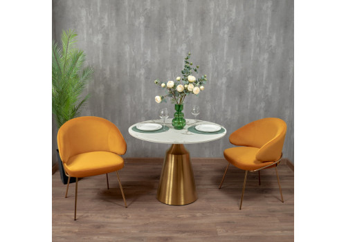 Стул-полукресло Emil серый с золотыми ножками