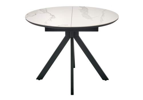 Стол Rudolf круглый раскладной 100-130x100x75см, светлый керамогранит, черный