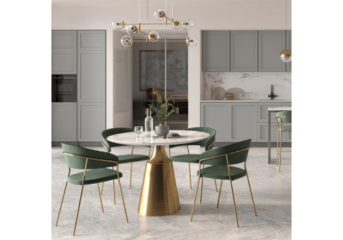 Стул полубарный Turin зеленый с золотыми ножками