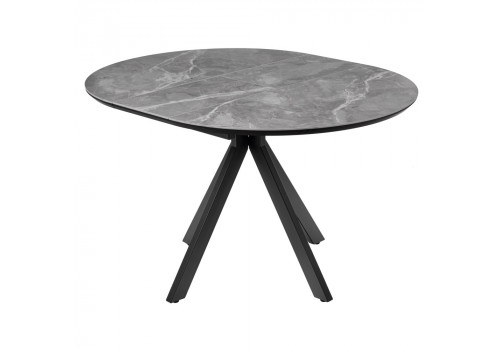 Стол Rudolf круглый раскладной 100-130x100x75см, серый керамогранит, черный
