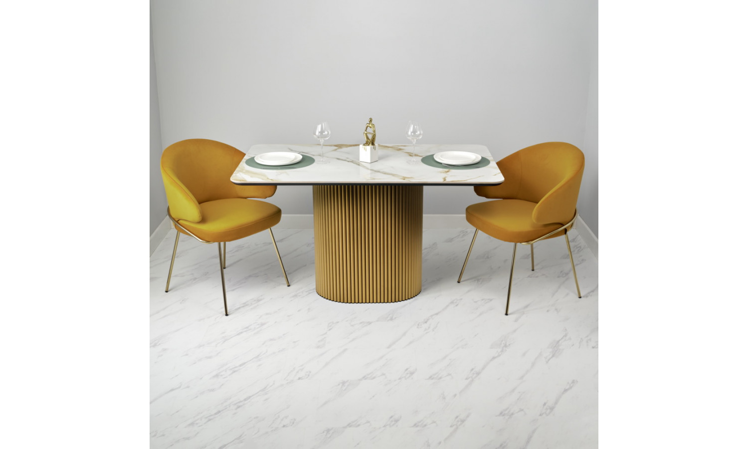 Стол Festa 140x85x77см, керамогранит Calacatte gold мрамор
