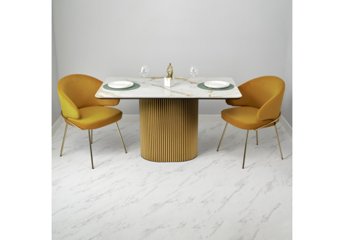 Стол Festa 140x85x77см, керамогранит Calacatte gold мрамор