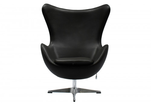 Кресло EGG STYLE чёрный, натуральная кожа