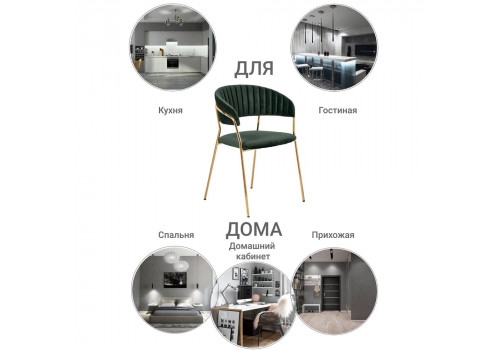 Стул Turin зеленый с золотыми ножками