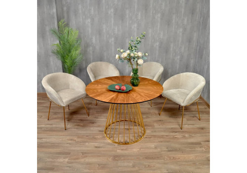 Стул-полукресло Martin миндальный шенилл с золотыми ножками