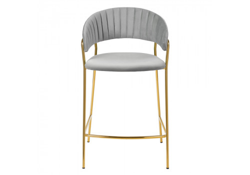 Стул полубарный Turin серый с золотыми ножками