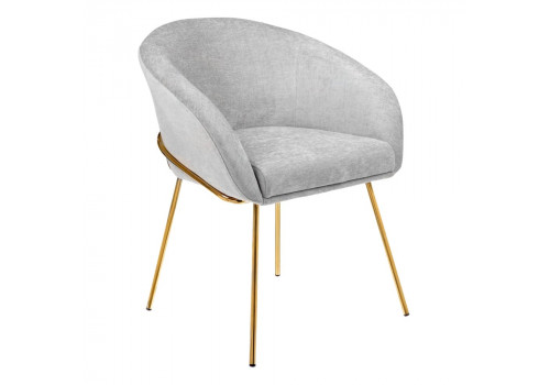 Стул-полукресло Martin серый шенилл, золотые ножки