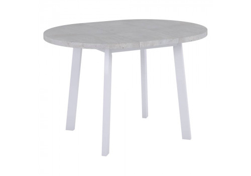 Стол Next круглый раскладной 90-120x90x76,5см, Бетон Лайт, белый