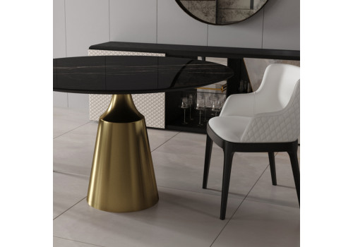 Стол Yoda диам.100см, керамогранит чёрный мрамор