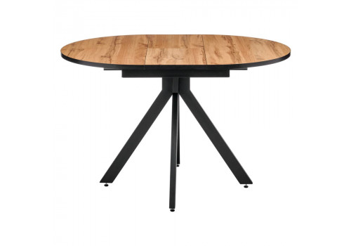 Стол Rudolf круглый раскладной 90-120x90x75см, Дуб Вотан, чёрный