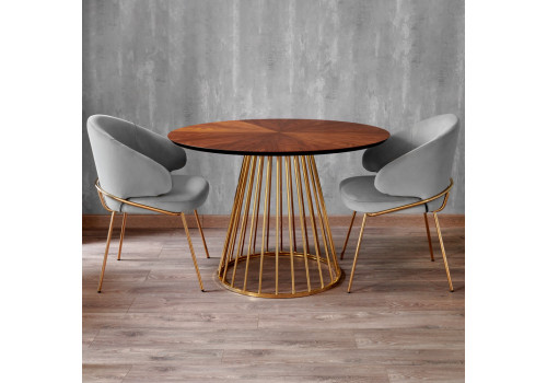 Стул-полукресло Emil серый с золотыми ножками