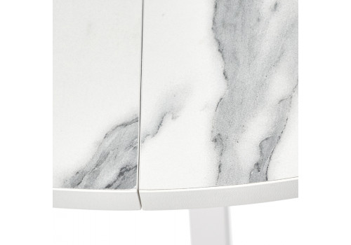 Стол Rudolf круглый раскладной 90-120x90x75см, белый мрамор, белый
