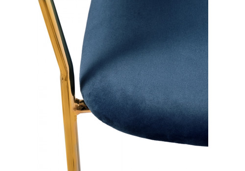 Стул Turin синий с золотыми ножками