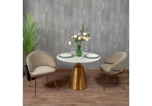 Стул-полукресло Emil латте с золотыми ножками
